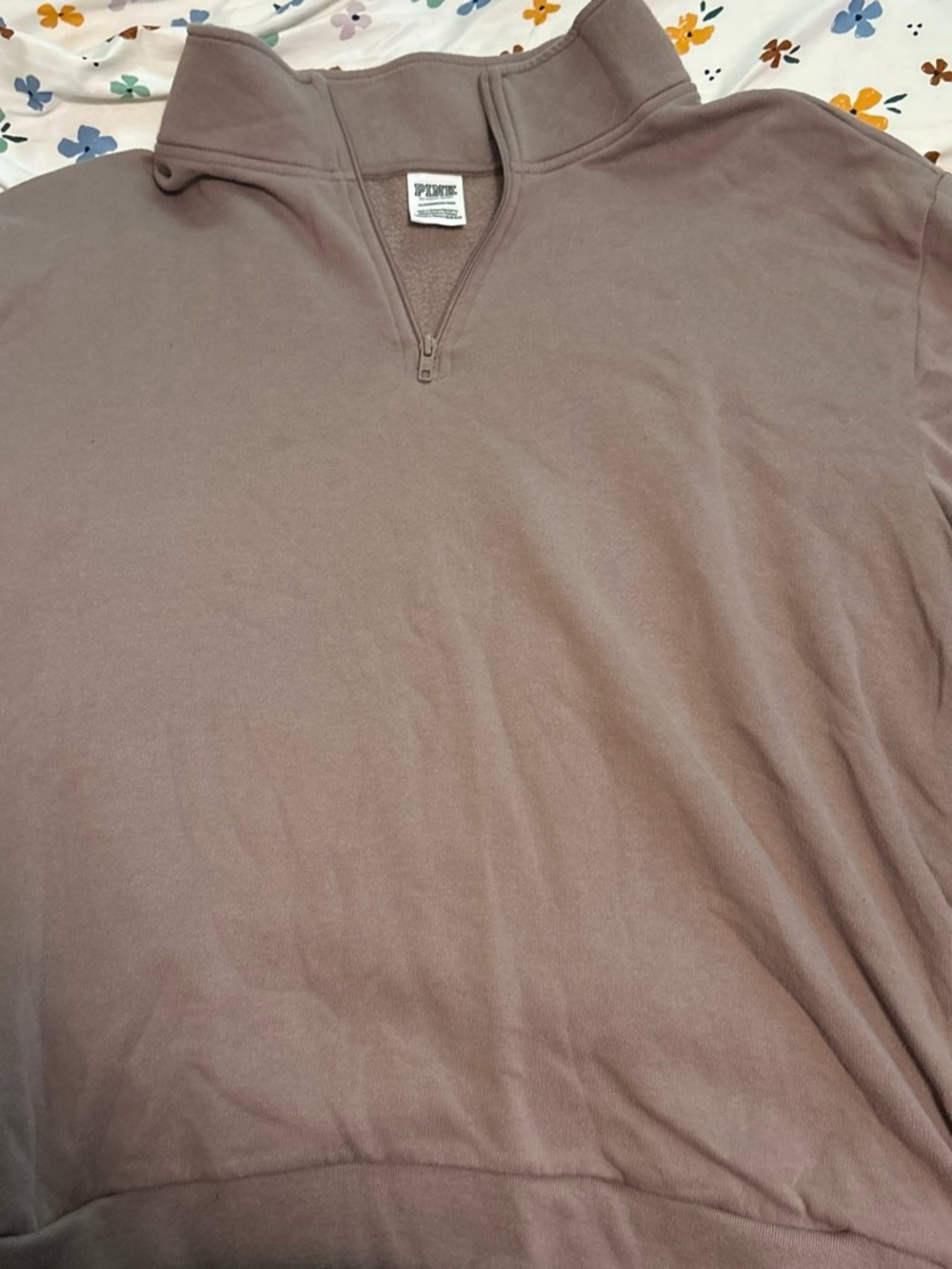 PINK Victoria's Secret Short Quarter-Zip Pullover in Dusty Mauve